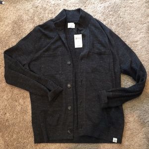 Lucky Brand Black Button Down Cardigan L NWT